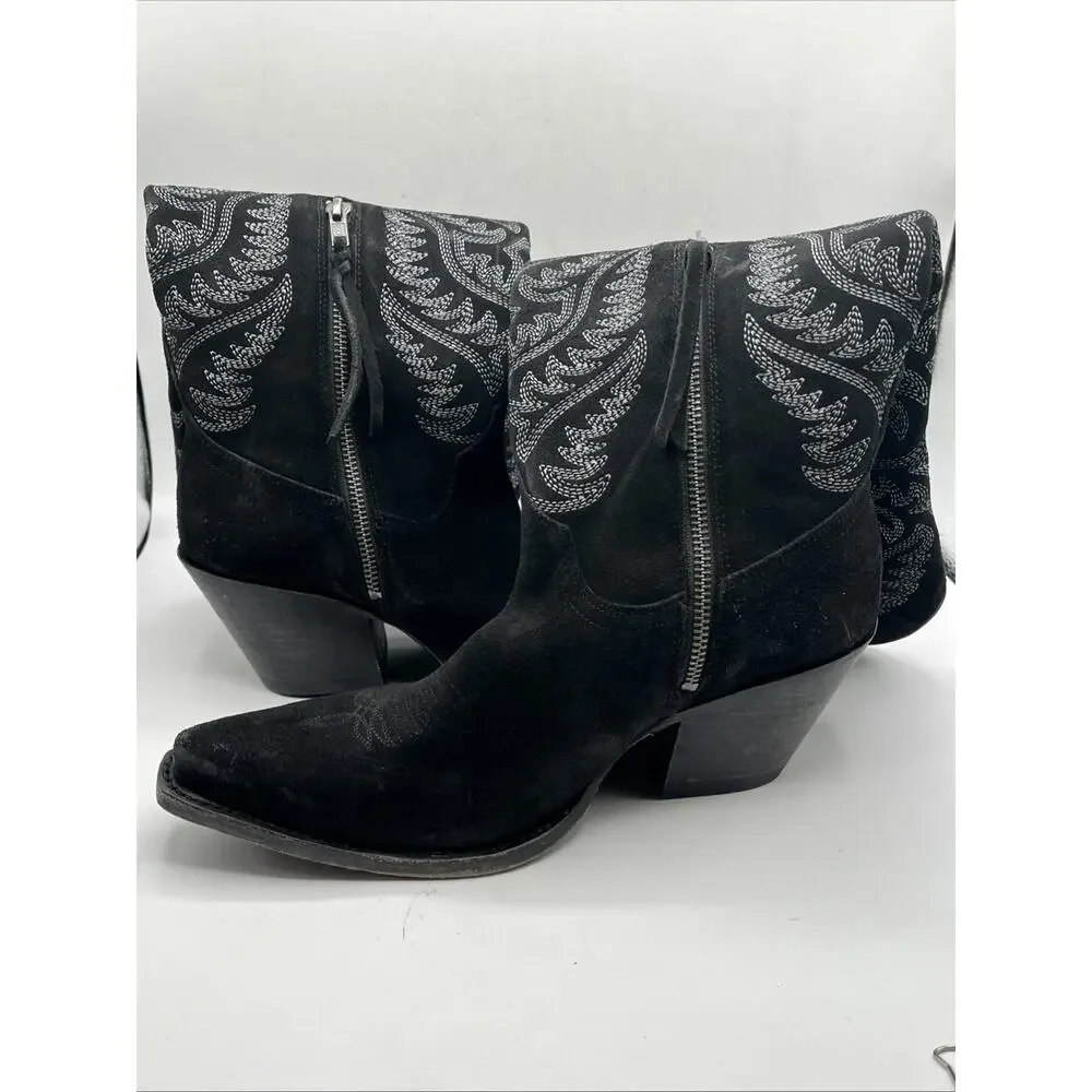 ARIAT Women's Laramie StretchFit Western Boots Distressed Black Suede Sz 9 B NEW